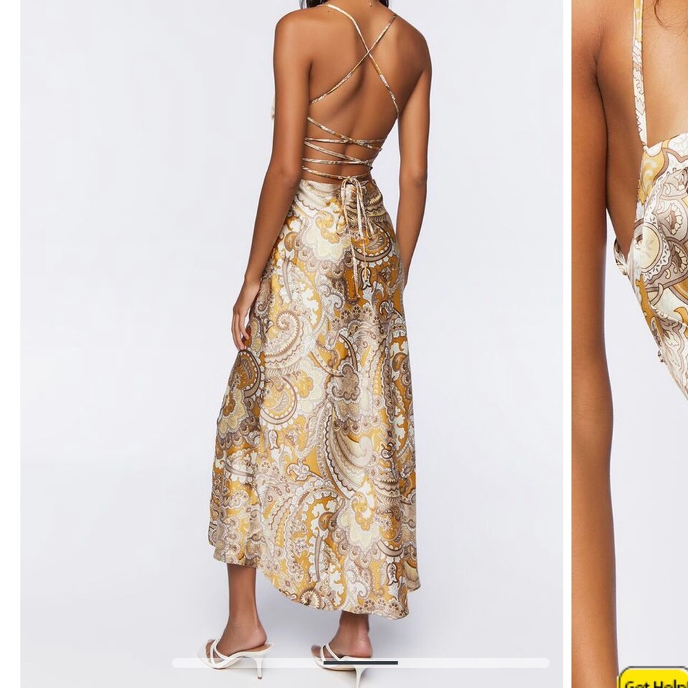 satin paisley print midi dress